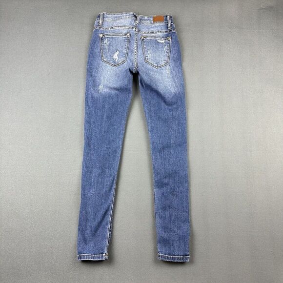 Judy Blue Jeans Womens 3 26 Medium Wash Animal Print Patch Skinny Fit Distressed - Picture 4 of 16